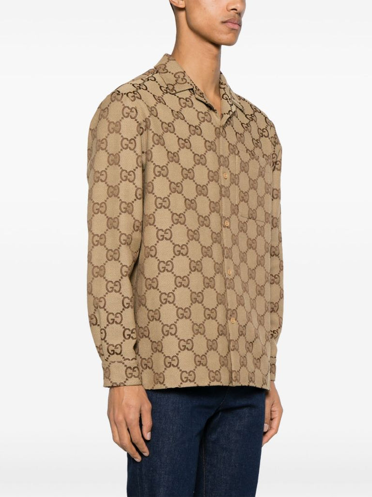 Neutral Maxi Gg Canvas Shirt