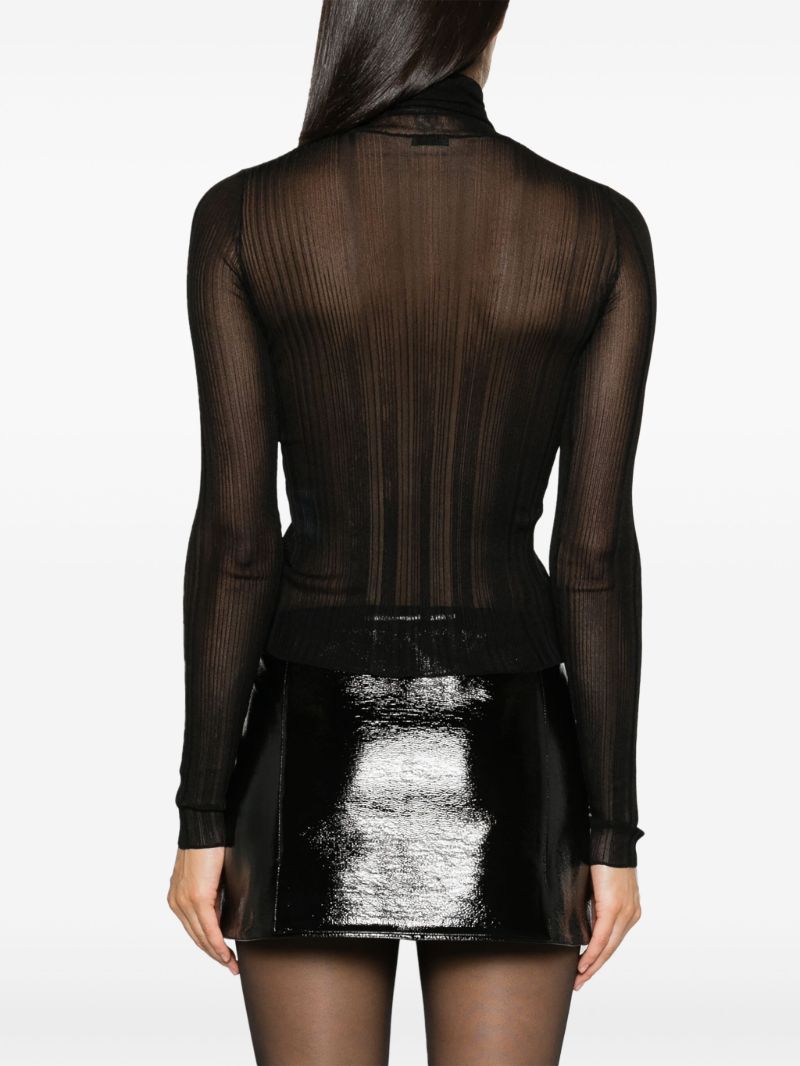 Black Roll-neck Semi-sheer Sweater