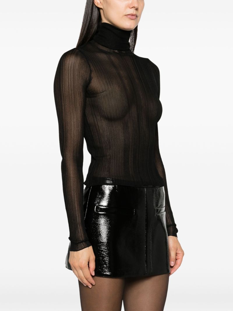 Black Roll-neck Semi-sheer Sweater