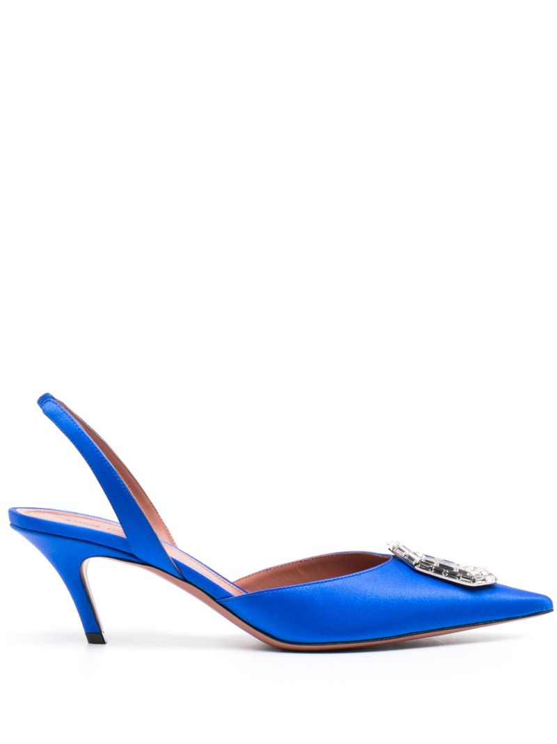Blue Camelia 60 Crystal Slingback Pumps