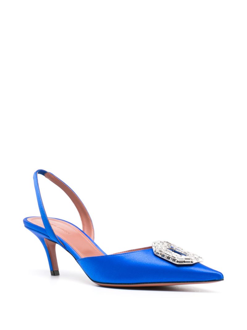 Blue Camelia 60 Crystal Slingback Pumps