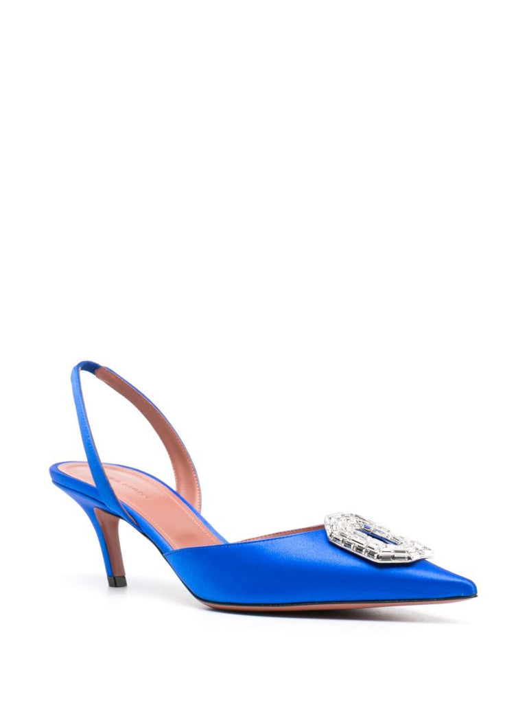 Blue Camelia 60 Crystal Slingback Pumps