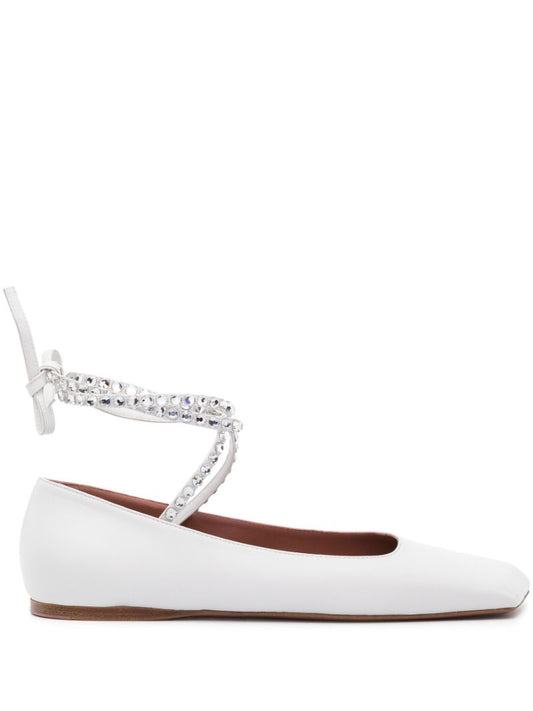 White Ane Crystal Ballet Pumps