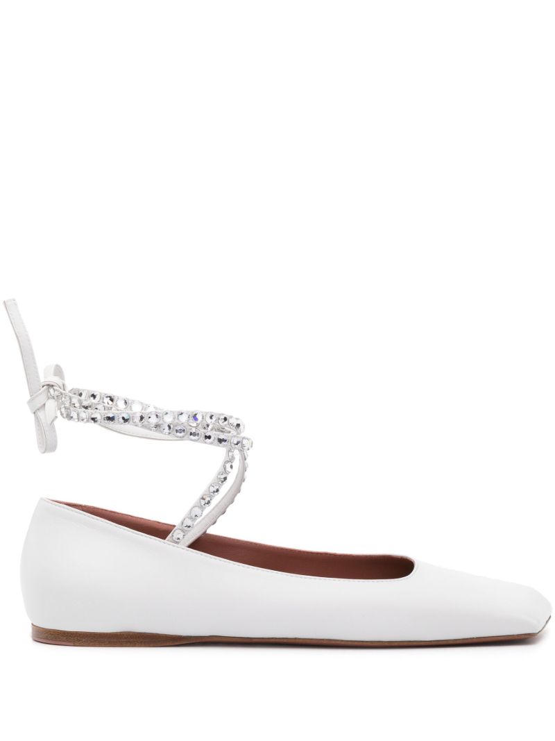 White Ane Crystal Ballet Pumps