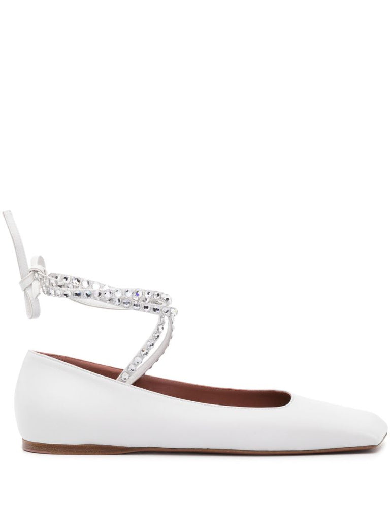 White Ane Crystal Ballet Pumps