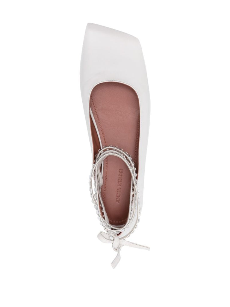 White Ane Crystal Ballet Pumps
