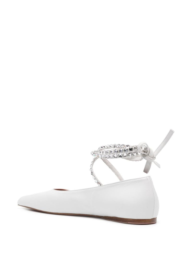 White Ane Crystal Ballet Pumps
