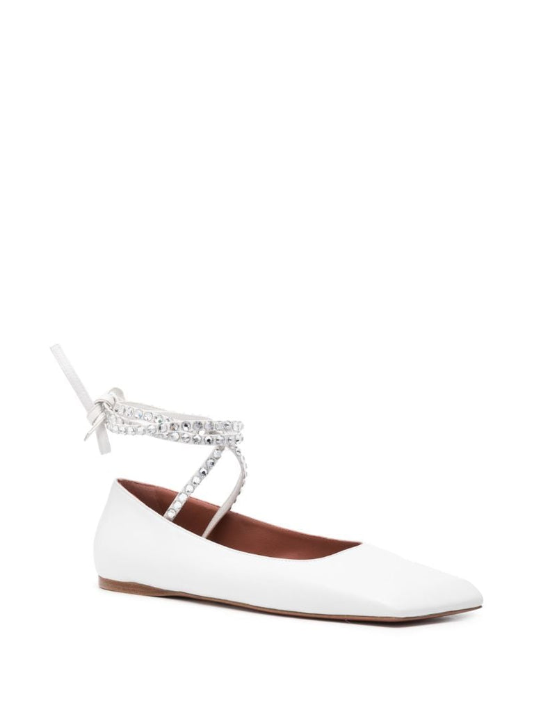 White Ane Crystal Ballet Pumps