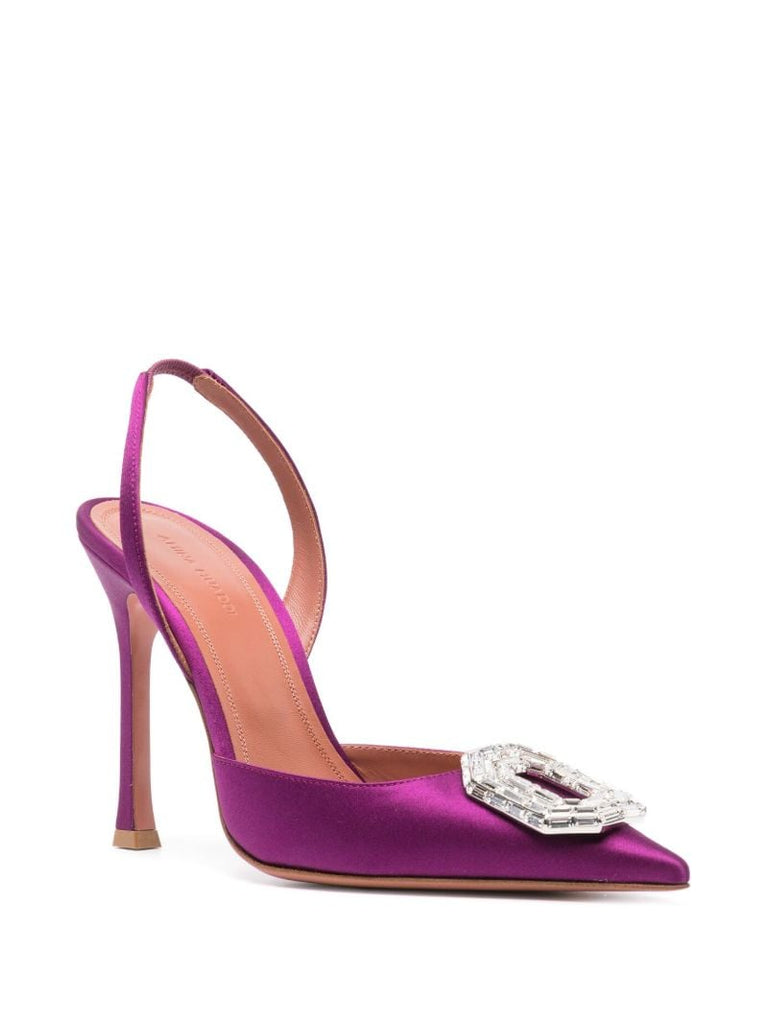 Purple Camelia 105 Crystal Slingback Pumps