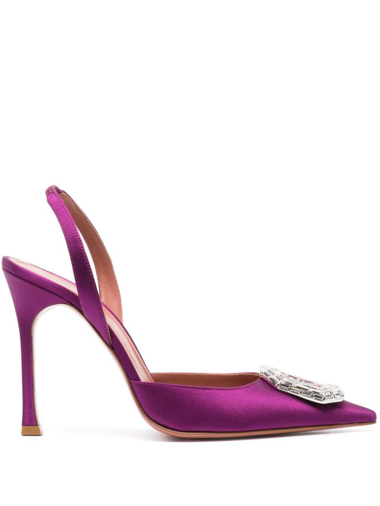 Purple Camelia 105 Crystal Slingback Pumps