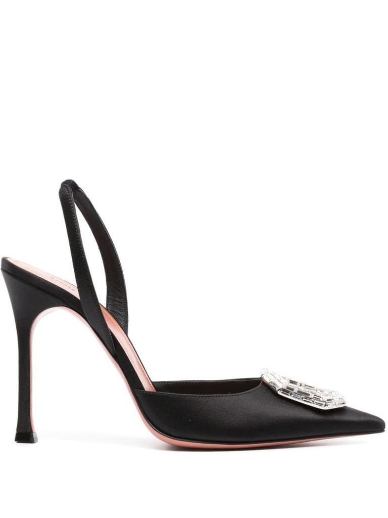 Black Camelia 105 Crystal Slingback Pumps