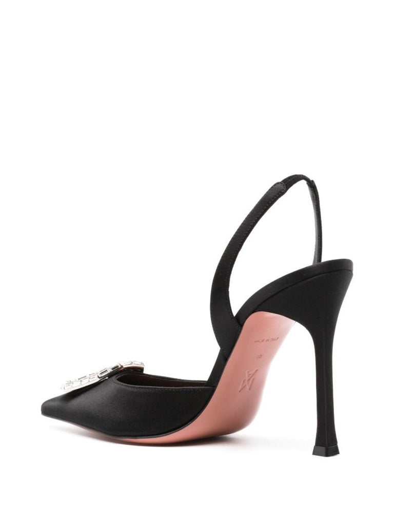 Black Camelia 105 Crystal Slingback Pumps