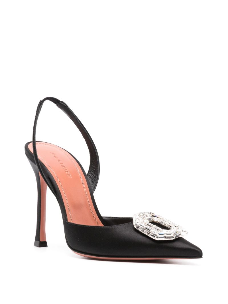 Black Camelia 105 Crystal Slingback Pumps
