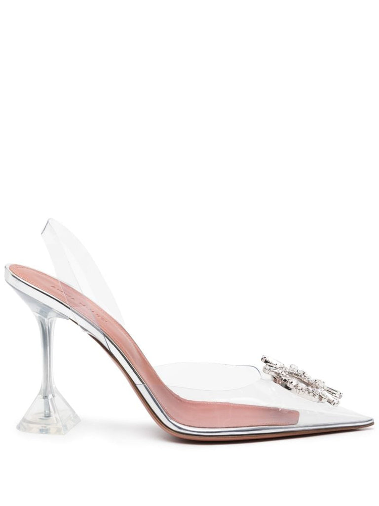 Silver Begum 95 Crystal Slingback Pumps