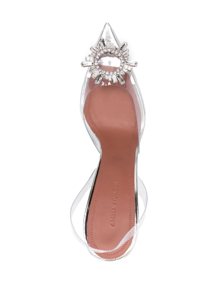 Silver Begum 95 Crystal Slingback Pumps