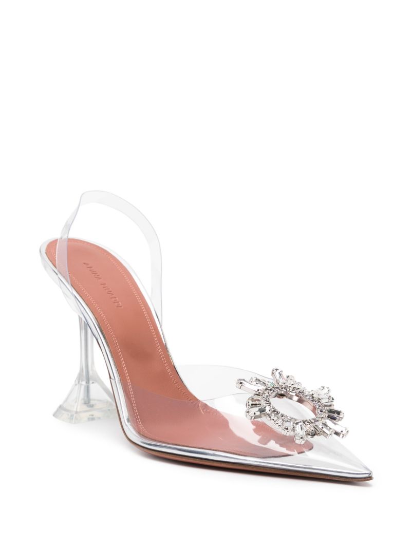 Silver Begum 95 Crystal Slingback Pumps