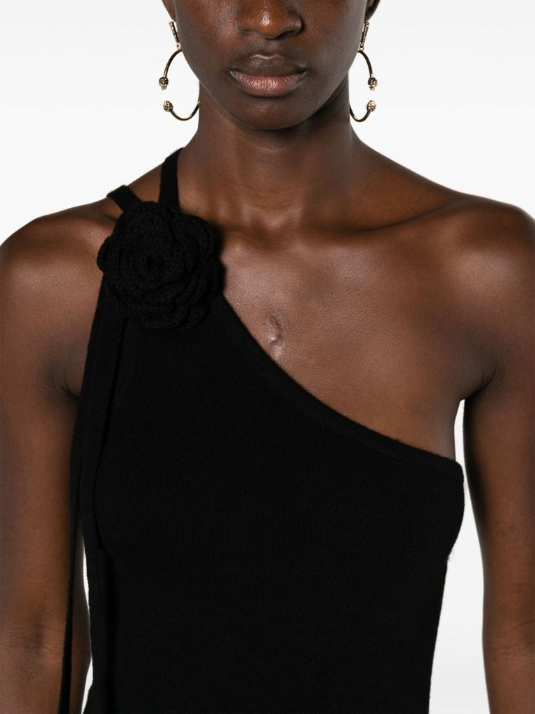 Black Llaria Floral-appliquÃ_x0083_Â© Dress