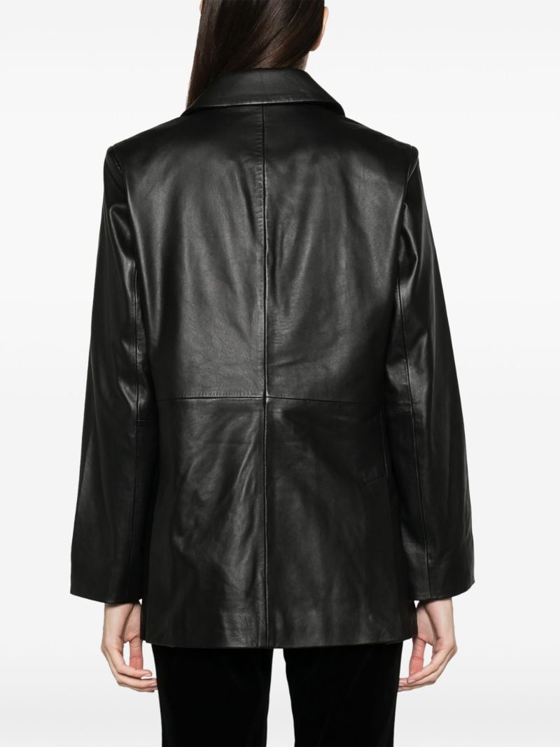 Black Veda Dalia Double-breasted Leather Blazer