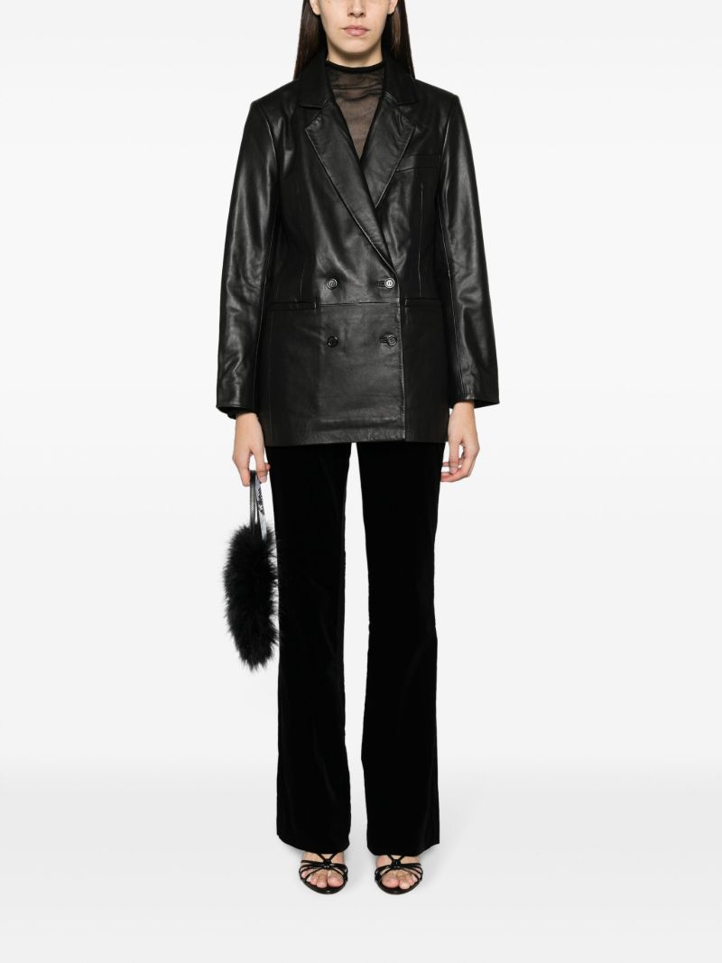 Black Veda Dalia Double-breasted Leather Blazer