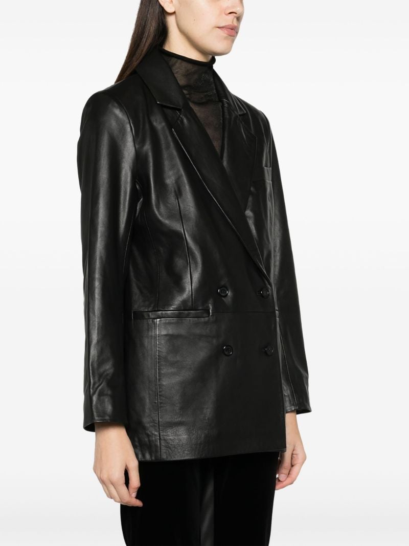 Black Veda Dalia Double-breasted Leather Blazer