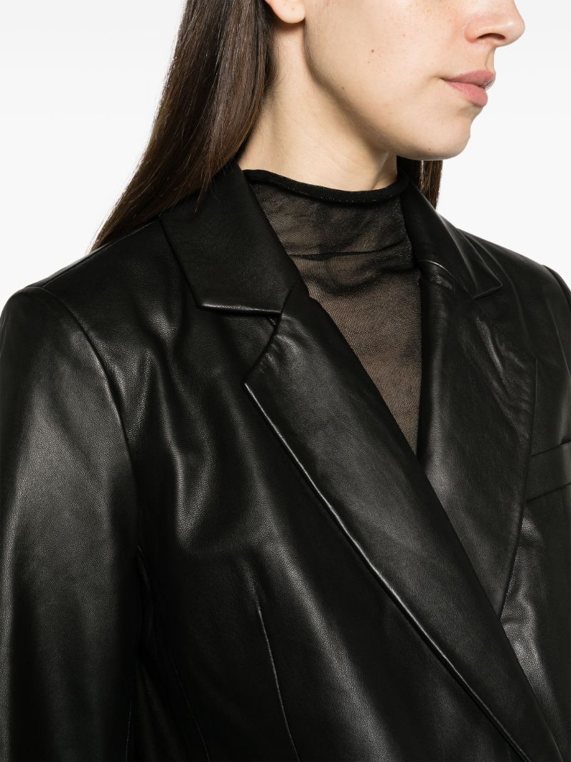 Black Veda Dalia Double-breasted Leather Blazer