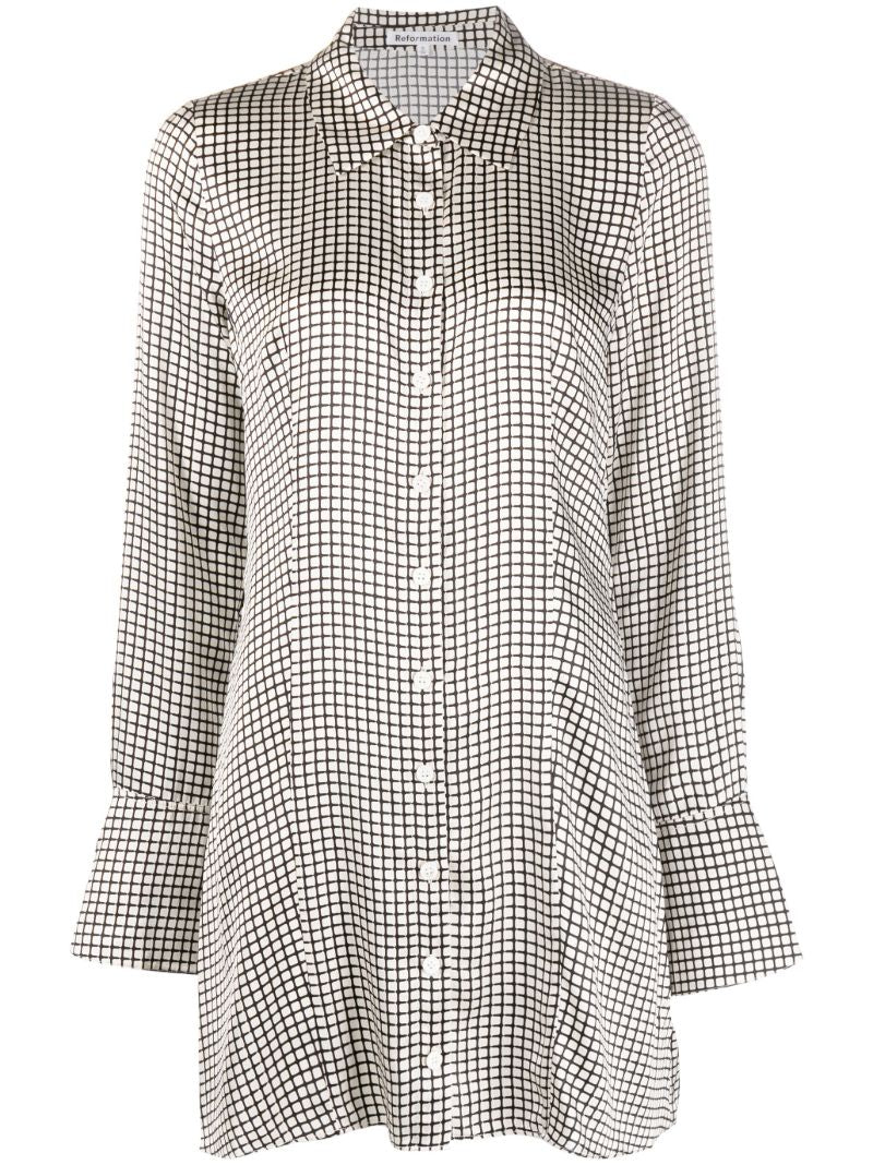 White Taylin Silk Shirt Dress