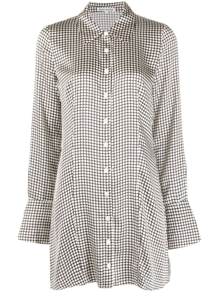 White Taylin Silk Shirt Dress