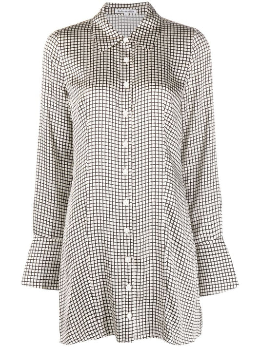 White Taylin Silk Shirt Dress