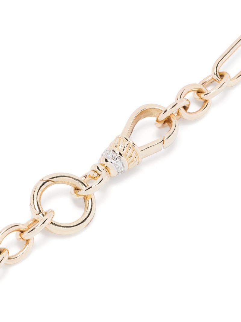 14k Yellow Gold Trumbone Chain Diamond Necklace