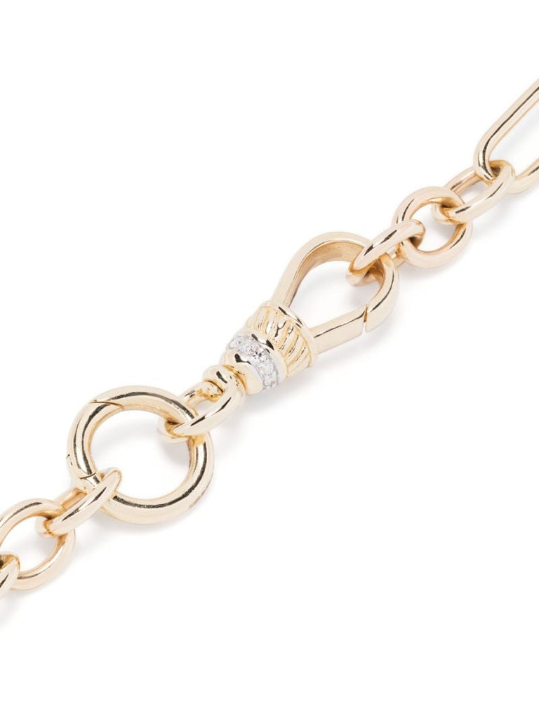 14k Yellow Gold Trumbone Chain Diamond Necklace