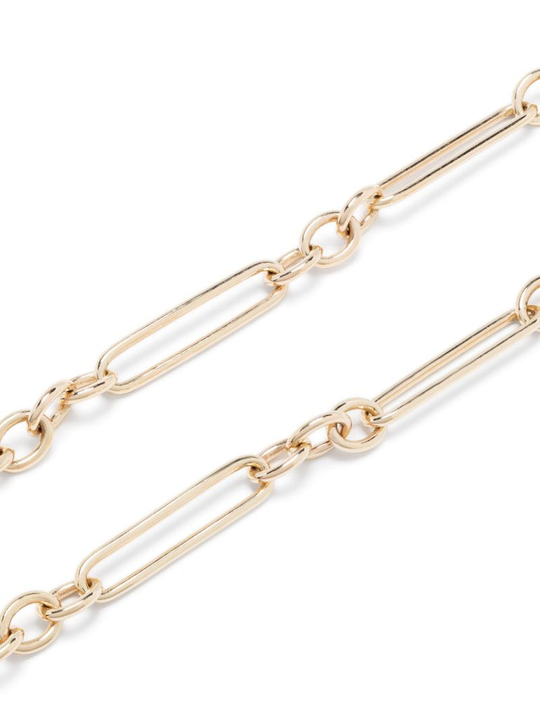14k Yellow Gold Trumbone Chain Diamond Necklace