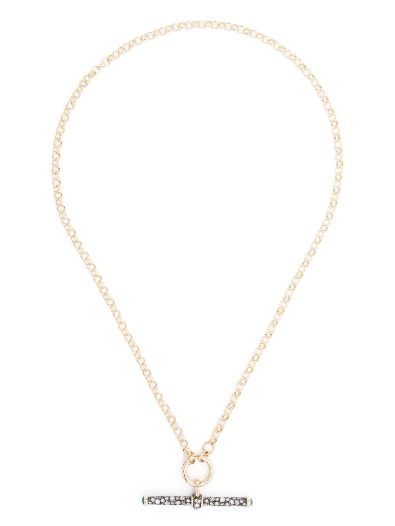14k Yellow Gold Diamond Emerald Pendant Necklace