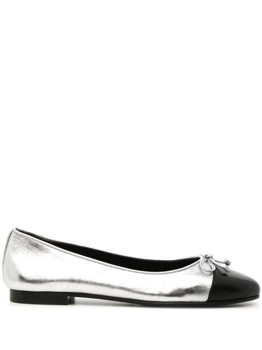 Silver Leather Ballet Pumps