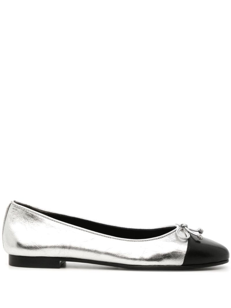 Silver Leather Ballet Pumps