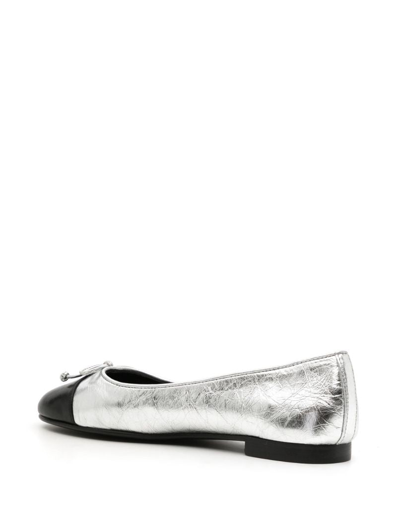 Silver Leather Ballet Pumps