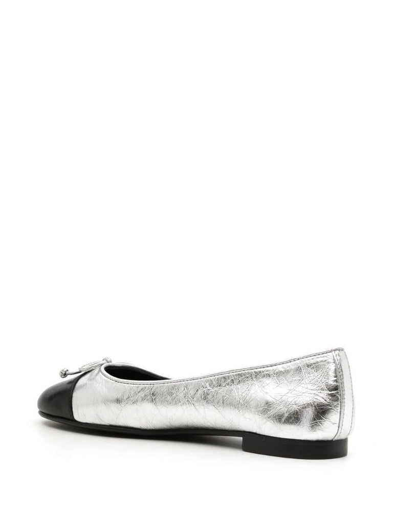 Silver Leather Ballet Pumps