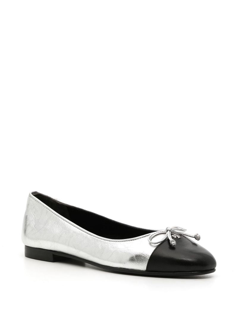 Silver Leather Ballet Pumps