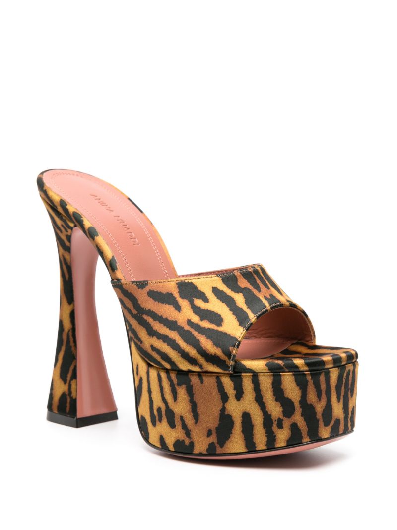 Brown Dalida 140 Tiger-print Platform Mules
