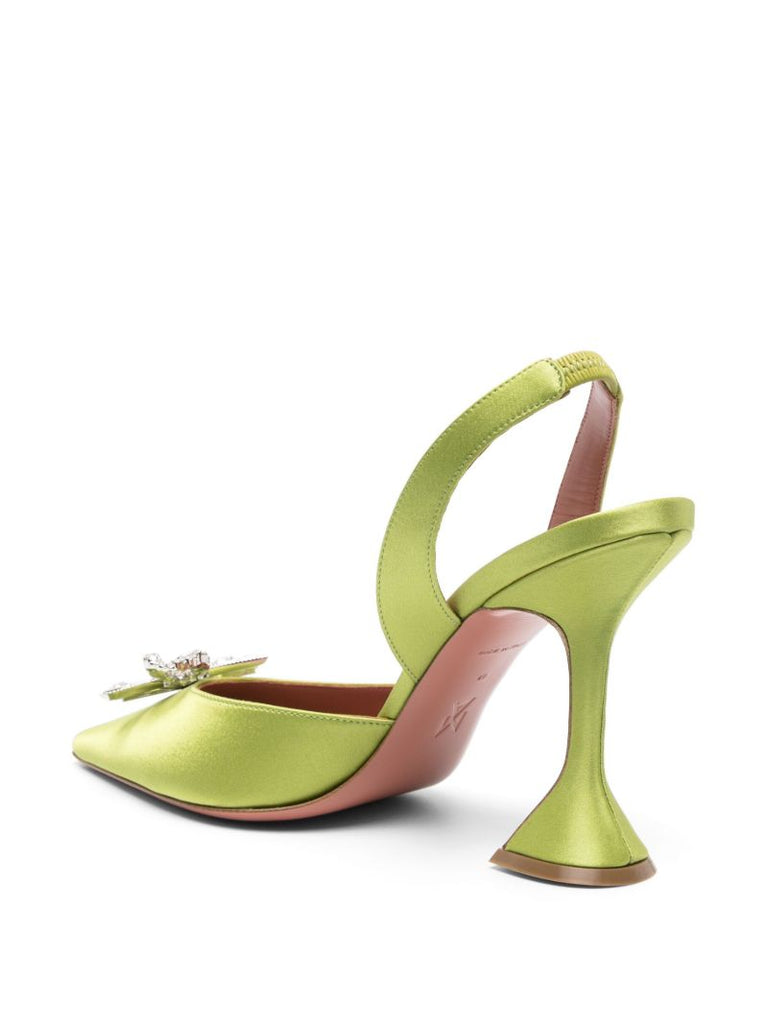 Green Rosie 95 Crystal Slingback Pumps