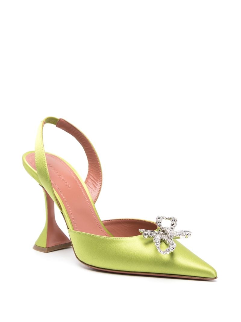 Green Rosie 95 Crystal Slingback Pumps