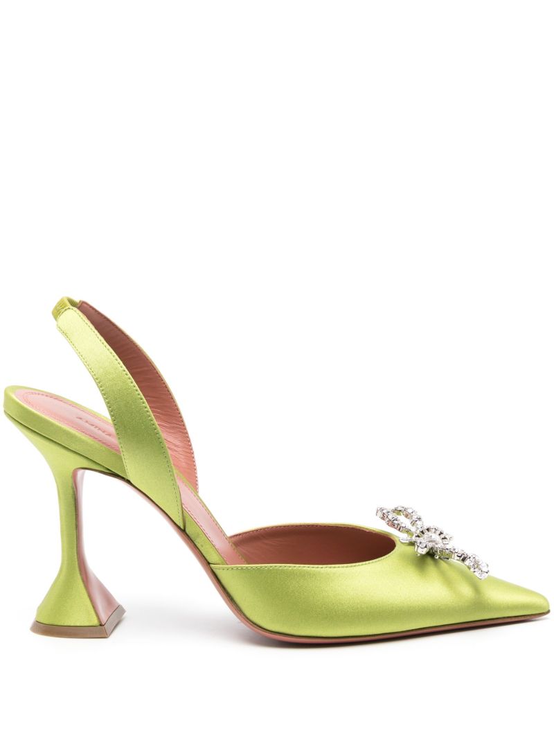 Green Rosie 95 Crystal Slingback Pumps