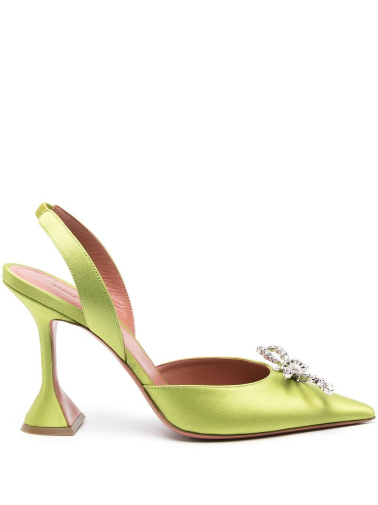 Green Rosie 95 Crystal Slingback Pumps