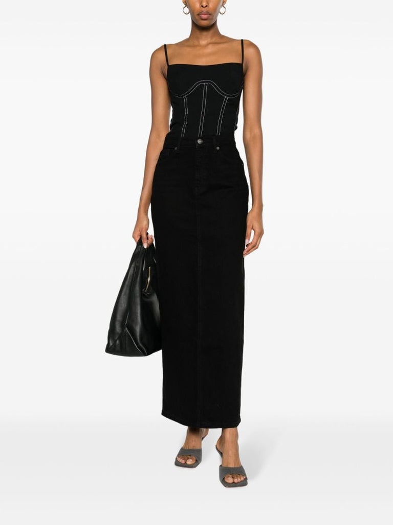 Black Daria Denim Maxi Skirt