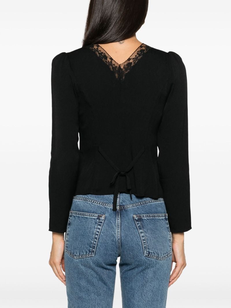 Black Nadene Lace-trim Blouse