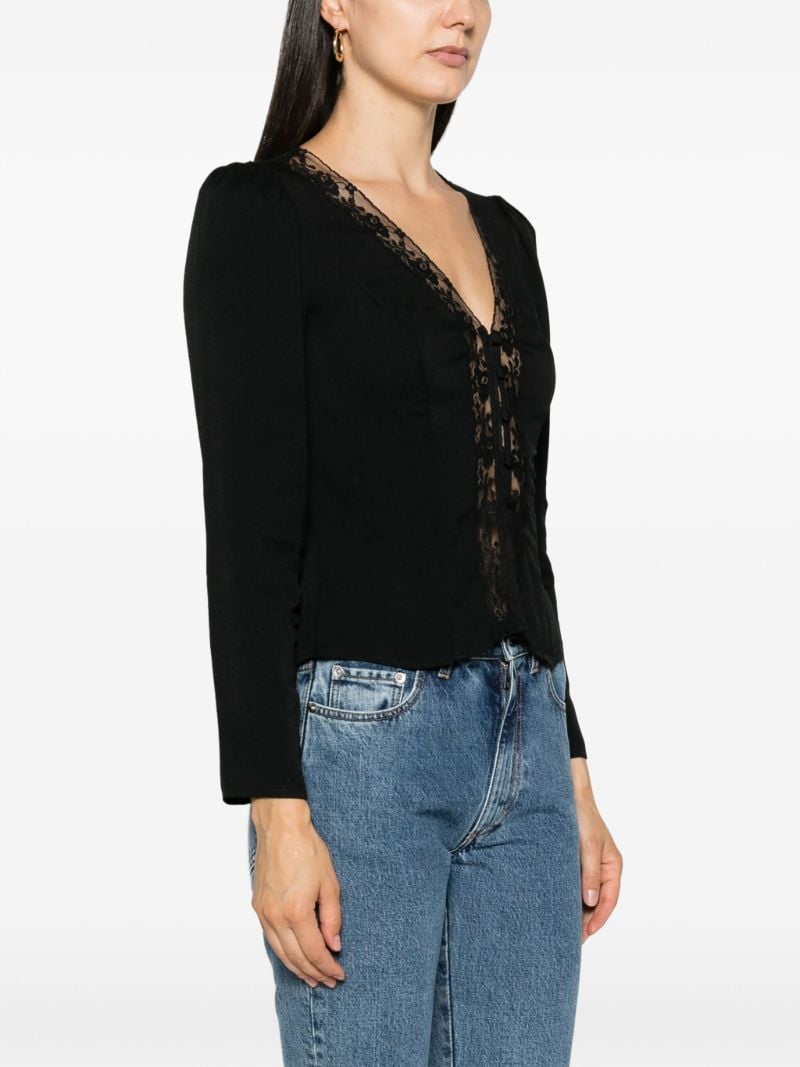 Black Nadene Lace-trim Blouse
