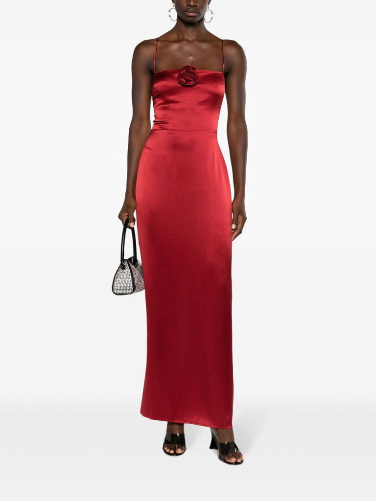 Red Frankie Rosette Silk Dress