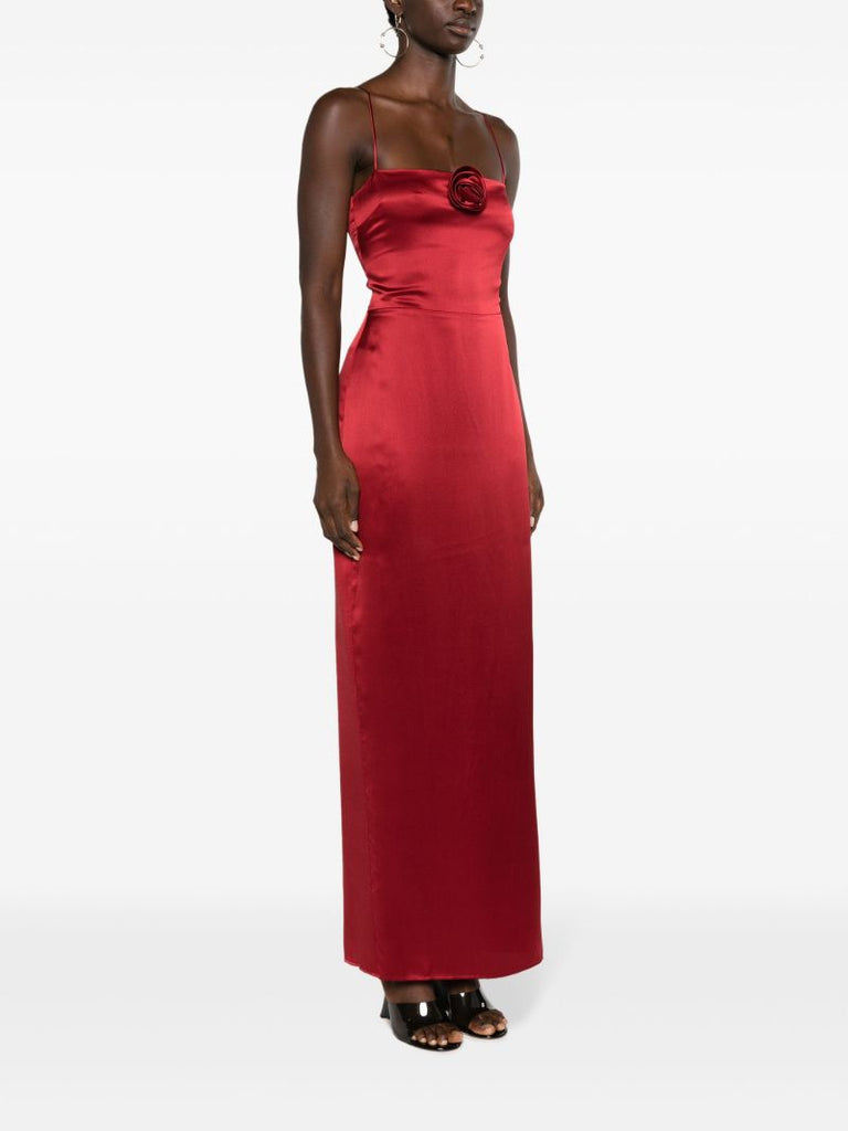 Red Frankie Rosette Silk Dress