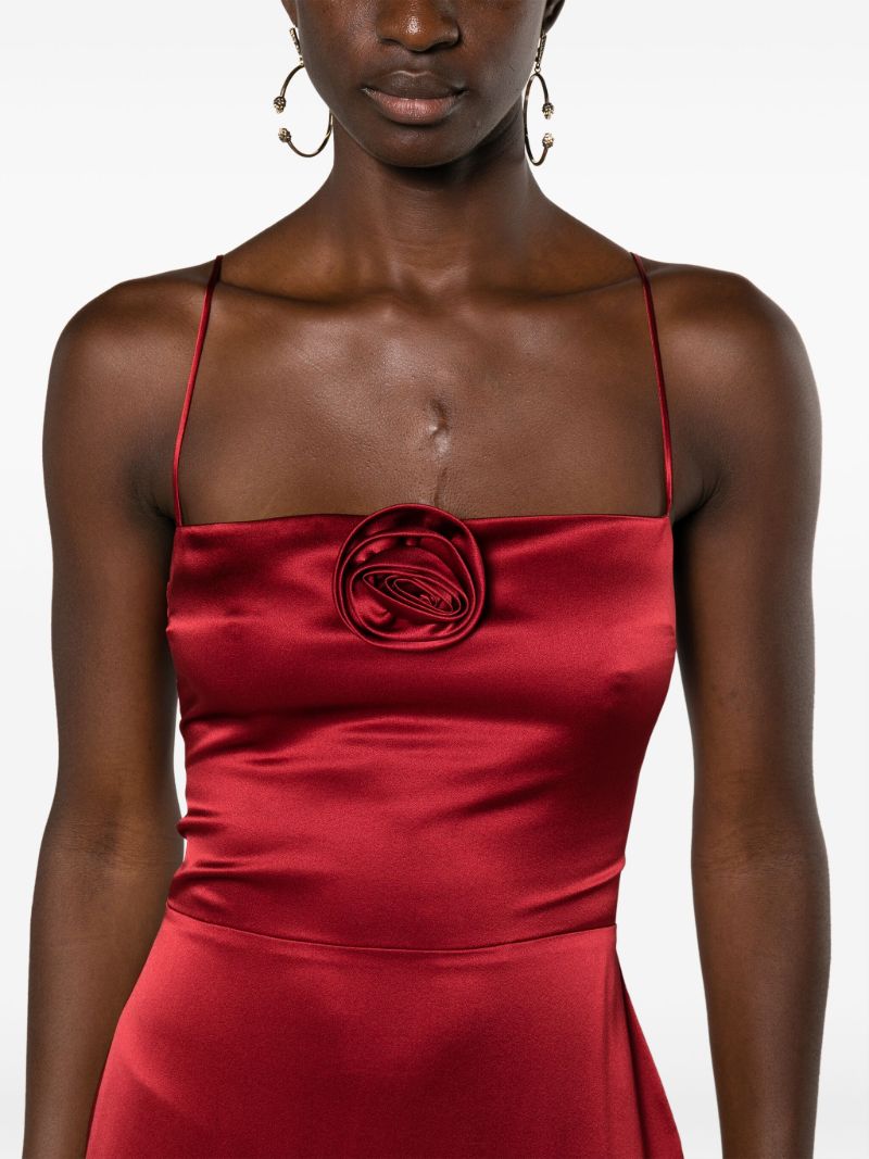 Red Frankie Rosette Silk Dress