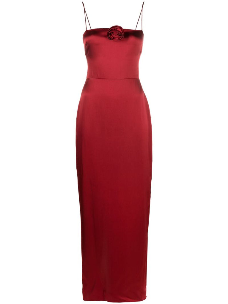 Red Frankie Rosette Silk Dress