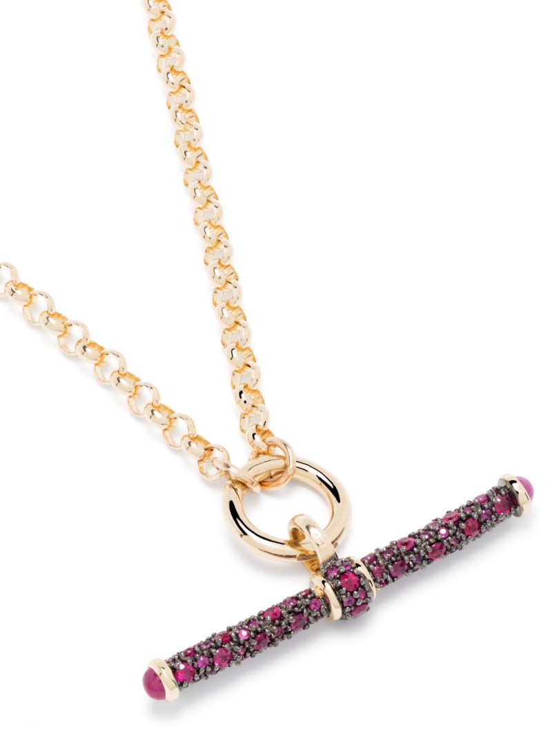 14k Yellow Gold Ruby Pendant Necklace